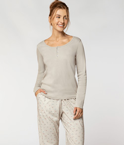 Pijama Longo Feminino Canelado (24607-001) Algodão