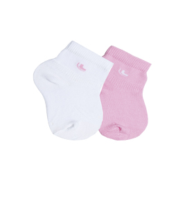 Kit Infantil 2 Pares de Meias Lupo Baby (02724-088) Branca/Rosa