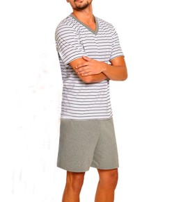 Pijama Curto Masculino Listrado Lupo (28021-001) Algod�o