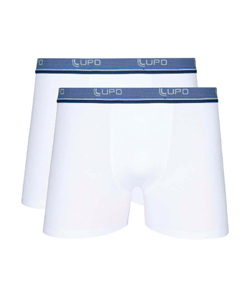 Kit 2 Cuecas Boxer Algodão Lupo (00523-002) Brancas