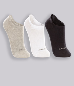 Kit 3 Pares de Meia Sapatilha Invisível Lupo Sport (3170-089) Preto/Branco/Cinza