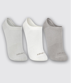 Kit 3 Pares de Meias Sapatilha Invis�vel Lupo (3171-089) - Branco/Cinza