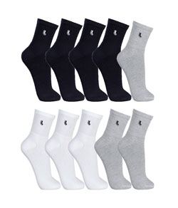 Kit 10 Pares de Meias Cano Médio Lupo Sport (03245-910) Branco/Preto/Cinza