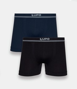 Kit 2 Cuecas Boxer Sem Costura Lupo (00436-088) Preto/Azul