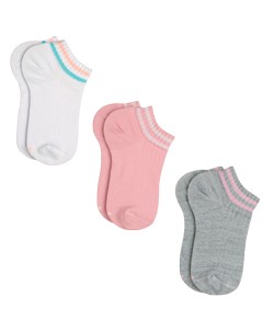 Kit 3 Meias Cano Curto Lupo (04535-989) Branca/Rosa/Cinza