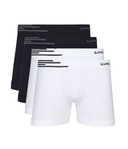 Kit 4 Cuecas Boxer Lupo (00436-002) Branco/Preto
