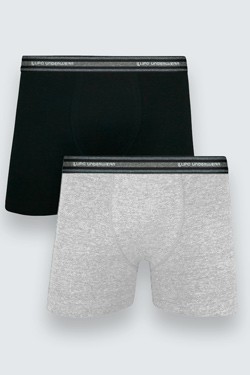 Kit 2 Cuecas Boxer Cotton/Algod�o Lupo (00523-088) Preto/Mescla