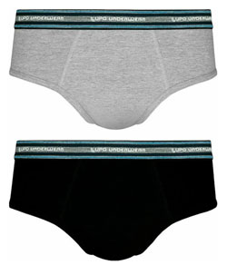 Kit 2 Cuecas Slip Cotton/Algodão Lupo (00524-88) Cinza/Preto