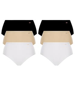 Kit 6 Calcinhas Alta Loba Cl�ssica Lupo (40351-001) - Branco/Natural/Preto