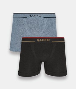 Kit 2 Cuecas Boxer Sem Costura Lupo (00733-088) Preto/Cinza