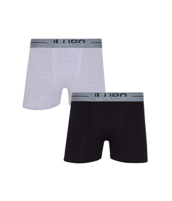 Kit 2 Cuecas Boxer Cotton/Algod�o Lupo (00784-088) Cinza/Preto