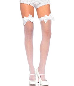 Meia 7/8 com Laço Leg Avenue (1911) Fio 15 Sheer Thigh Highs with Satin Bow Accent