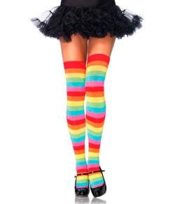 Meia 7/8 Acrílica Arco-Íris Leg Avenue (6334) "Acrylic Rainbow Thigh Highs"