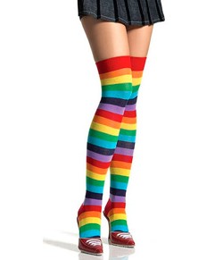 Meia 7/8 Colorida Leg Avenue (6606) "Rainbow striped"