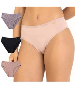 Kit 3 Calcinhas Modal Love Secret (81500) Preta/Rosa/Chocolate