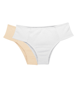 Kit 2 Calcinhas Laterais Sem Elástico 100% Algodão Love Secret (819302) Branco/Nude