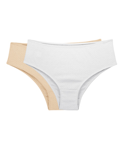 Kit 2 Calcinhas Cavadas Love Secret (819303) Branco/Nude