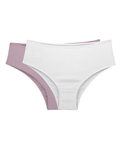 Kit 2 Calcinhas Cavadas 100% Algodão Love Secret (819303) Branco/Rosa Retrô