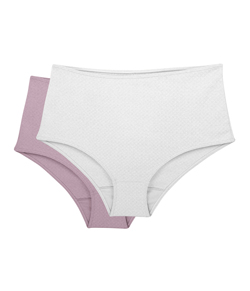 Kit 2 Calcinhas Clássicas 100% Algodão Love Secret (819304) Branco/Rosa Retrô
