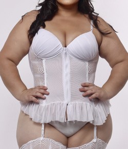 Espartilho em Tule e Zíper Frontal Plus Size (303) Branco