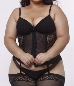Espartilho em Tule e Zíper Frontal Plus Size (303) Preto