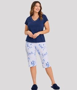 Pijama Feminino Capri Floral Mensageiro dos Sonhos (141682) 100% Algod�o