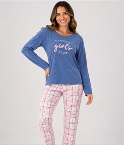 Pijama Feminino Longo Xadrez Mensageira da Paz (34183)