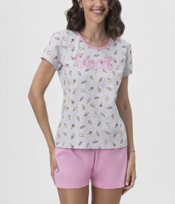 Pijama Feminino Curto Ice Cream Mensageira da Paz (033451)