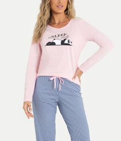 Pijama Feminino Longo Panda Mensageira da Paz (34118)