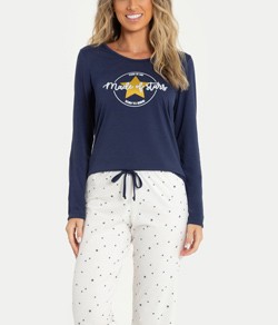 Pijama Feminino Longo Estrela Mensageira da Paz (34124)