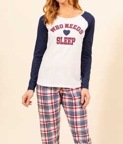 Pijama Feminino Longo Xadrez Mensageiro dos Sonhos (184647) 100% Algod�o e Poliviscose
