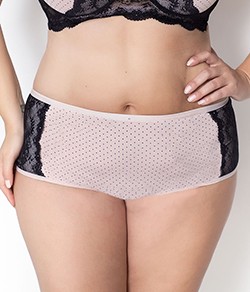 Calcinha Cavada Poá Laterais em Renda Morisco Plus (8290) Plus Size