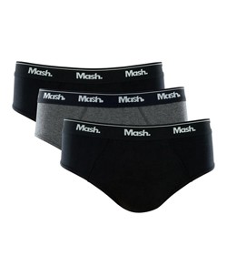 Kit 3 Cuecas Slip Algod�o Plus Size Mash (010.04E) Preto/Cinza/Preto