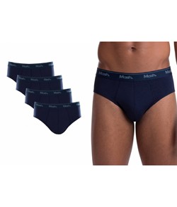 Kit 4 Cuecas Slip 100% Algodão Mash (010.04U) Azul