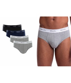 Kit 4 Cuecas Slip 100% Algodão Mash (010.04U) Azul/Preto/Cinza