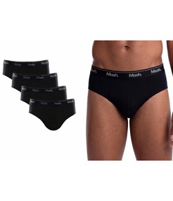 Kit 4 Cuecas Slip 100% Algodão Mash (010.04U) Preto