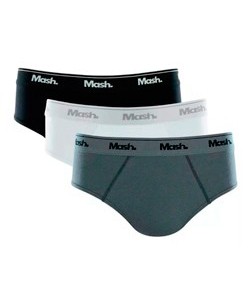 Kit 3 Cuecas Slip Mash (010.04) Preto/Branco/Cinza Médio