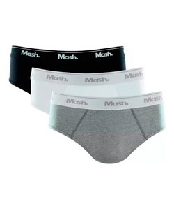 Kit 3 Cuecas Slip Mash (010.04) Preto/Branco/Mescla