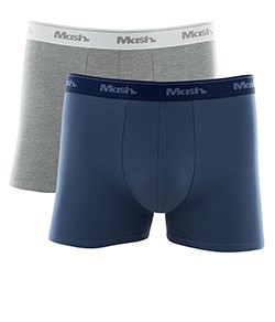 Kit 2 Cuecas Boxer Mash Plus Size (110.18) Azul Jeans Escuro/Mescla