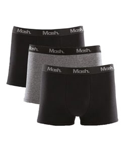 Kit 3 Cuecas Boxer Cotton/Algodão Mash (111.39) Preto/Mescla Escuro/Preto