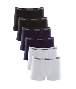 Kit 6 Cuecas Boxer Cotton/Algodão Mash (111.40) Preto/Marinho/Branco