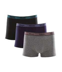 Kit 3 Cuecas Boxer Cotton/Algodão Mash (111.42) Preto/Marinho/Mescla Escuro
