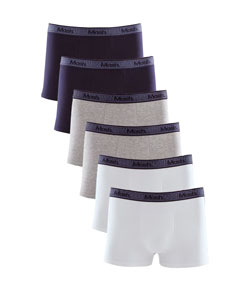 Kit 6 Cuecas Boxer Cotton/Algodão Mash (111.43) Marinho/Mescla Claro/Branco
