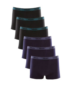Kit 6 Cuecas Boxer Cotton/Algodão Mash (111.43) Preto/Marinho