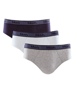 Kit 3 Cuecas Slip Algodão Mash (111.48) Marinho/Branco/Mescla Claro