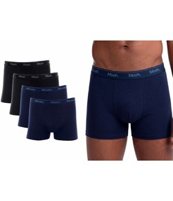 Kit 4 Cuecas Boxer Cotton/Algodão Mash (170.38) Preto/Azul