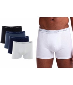 Kit 4 Cuecas Boxer Cotton/Algodão Mash (170.38) Branco/Azul/Preto