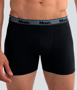 Cueca Boxer Longa Básica Algodão/Cotton Mash (170.46) Preto