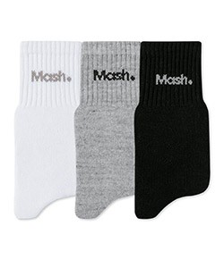Kit 3 Pares de Meias Cano M�dio Mash (202.05B) Branco/Cinza/Preto