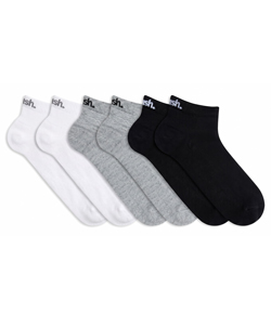 Kit 6 Pares de Meias Cano Curto Mash (205.02E) Preto/Cinza/Branco